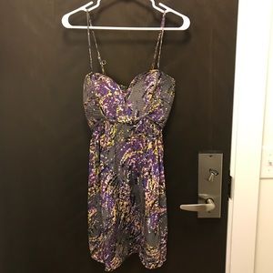 Parker Purple, Gray & Yellow Spaghetti Strap Dress